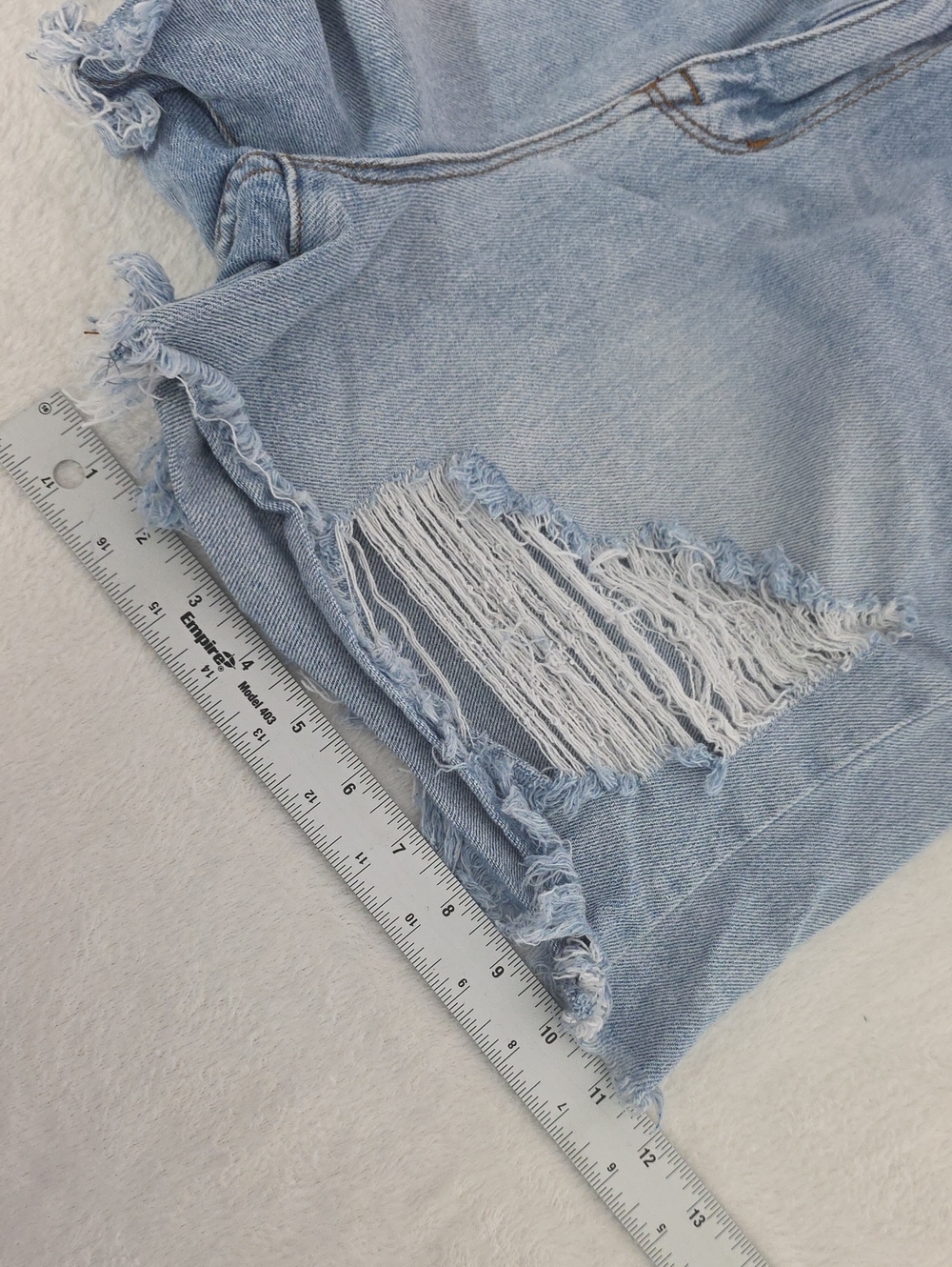 S.O.N.G. Super High Rise Curvy Distressed Denim Shorts Size 15/32 - Picture 10 of 11